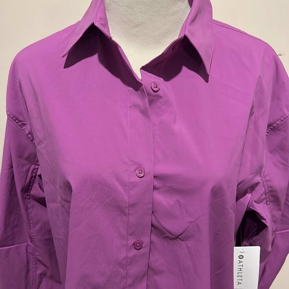 Athleta Oversized Poplin Long sleeve button down top. NWT